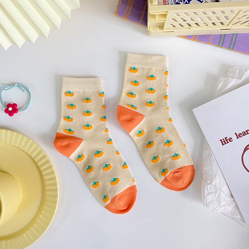 Fruits chaussettes drôles fraise pastèque Orange mignon chaussettes femme Harajuku Skarpetki heureux 12 Style Calcetines Divertidos: 2