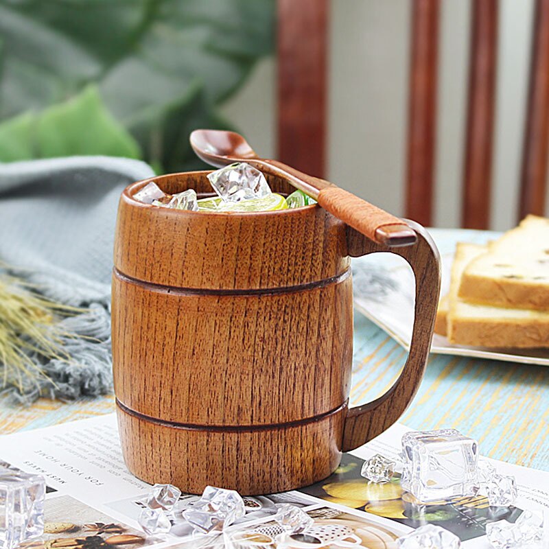 320ml Classic Style Natural Wood Cup Wooden Beer Mugs Drinking For Party Novelty Eco-friendly Drinking Supplies Tools