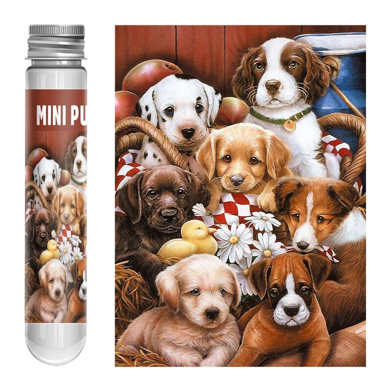 Mini Test Tube Puzzle 150pcs Deer Dogs Jigsaw Puzzle Decompress Toy Educational Family Game: black