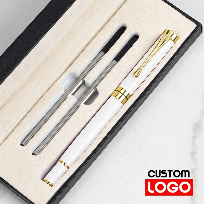 Box Packaging Luxury Metal Ballpoint Pens School Business Office Signature Roller Pen Student Stationery Supplies Writing: Yellow / Red