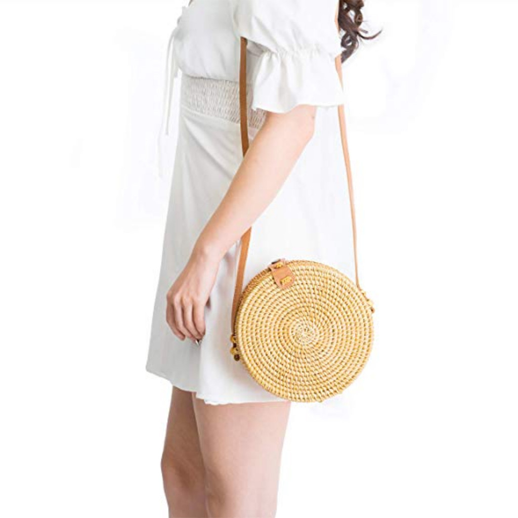 femmes sac à bandoulière cercle tissé à la main Bali rond rétro rotin paille plage sac bandoulière bolsas femininas # YL5