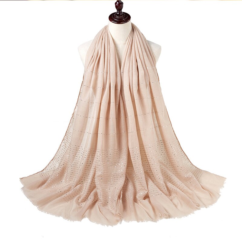 1PC Cotton And Linen Tassel Scarf Sequins Autumn And Winter Muslim Hijab Malay Headscarf: 14