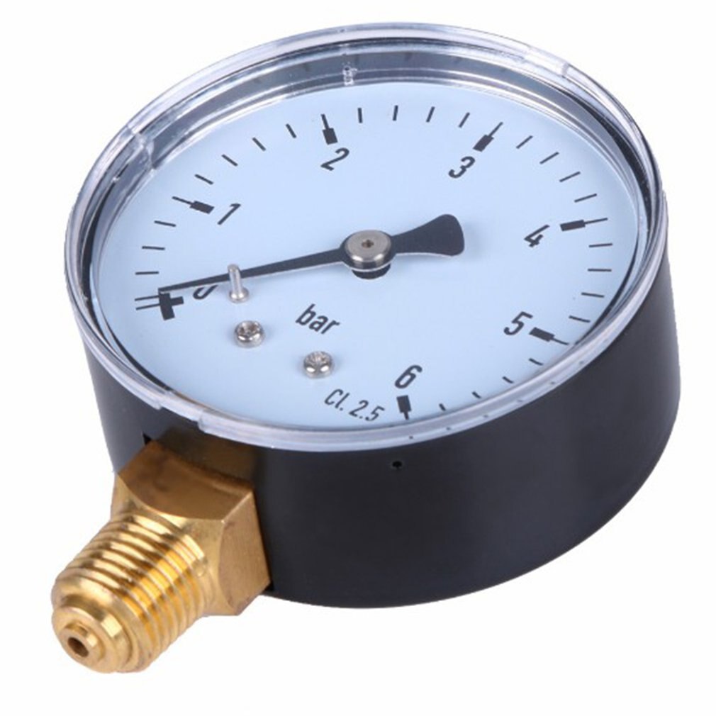 TS-60-6 Precision Pressure Gauge 1/4 Inch NPT Side-mounted 2.3 Inch Face 0-6 Bar Compressed Air Pressure Gauge