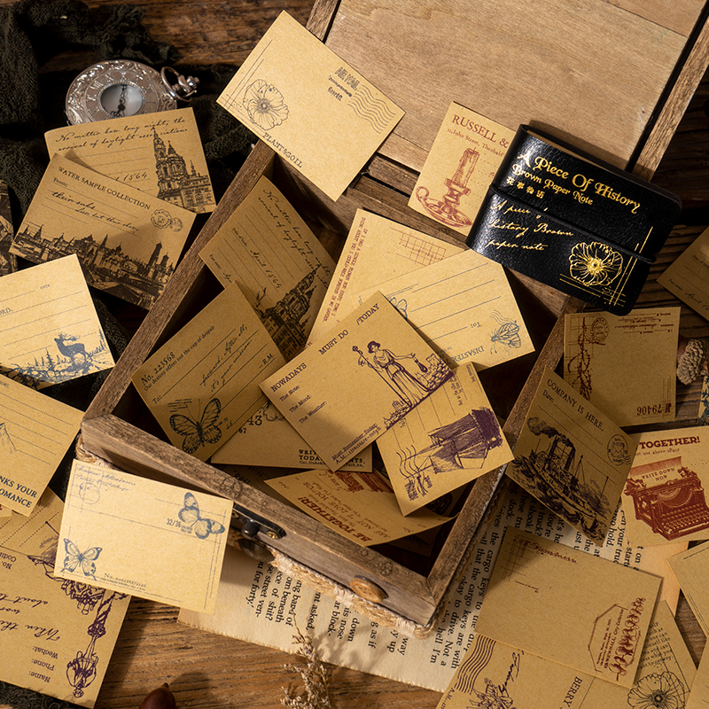 50 pcs /lot Vintage INS Kraft paper Decorative material paper Retro Collection collage Labels handmade Scrapbooking supplies