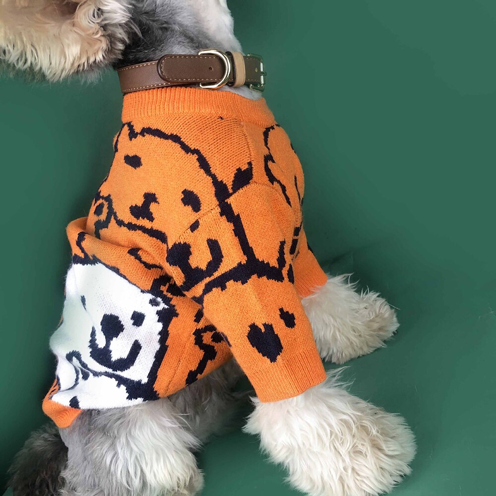 Hond Truien Kostuum Leuke Hond Shirt Oranje Kleding Beer Patroon Stijlvolle Winter Jas Voor Katten Honden Puppy