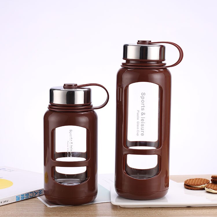 plastic glass large capacity big fat chubby glass flower tea cup custom water cup: Brown / 600 ML