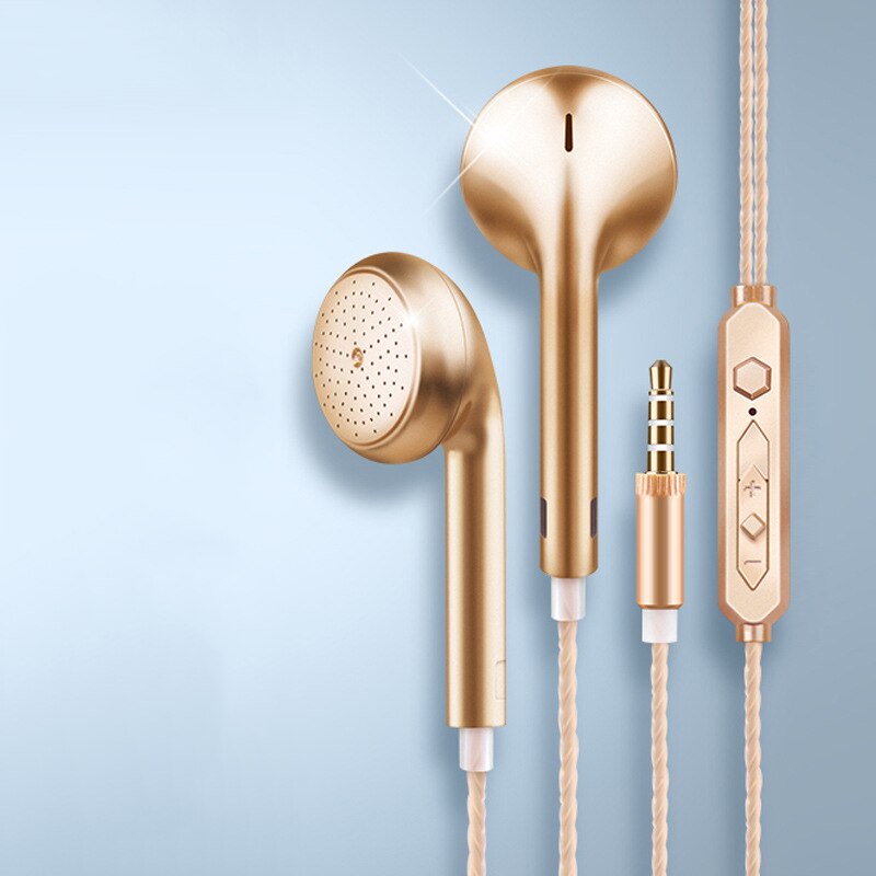 3,5mm Verdrahtete Kopfhörer Für IOS Android Ohr Haken Volumen Kontrolle Gold Sport Headset Musik Reisen in-Ohr ohrhörer für praktisch: Gold