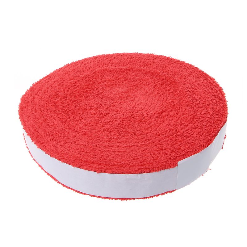 1 Reel 10M Towel Glue Grip Badminton Tennis Racket Overgrips Non-Slip Sweat Band Grip Tape: red