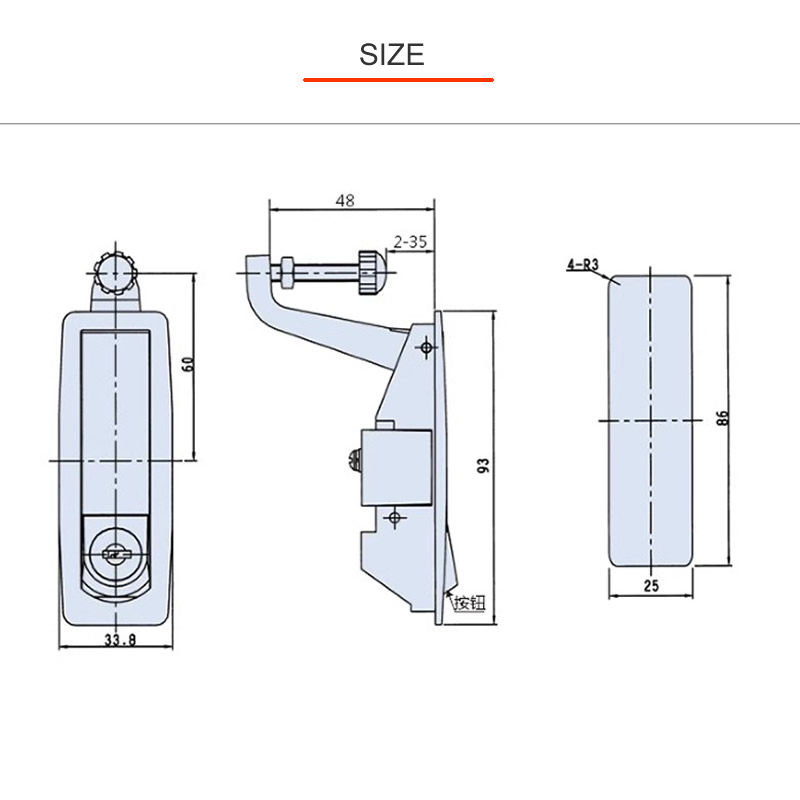 Factory Outlet MS606 Metalen doos Knop stuiterslot Luchtcompressor Hogedruk ketel sloten kastslot