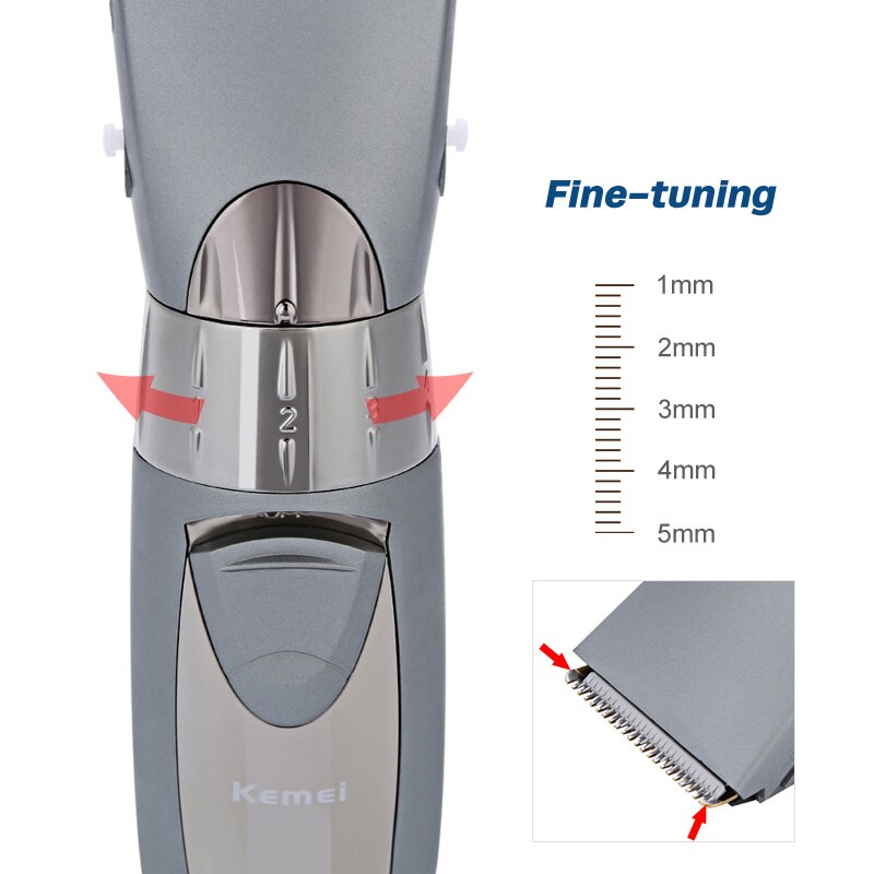 Kemei Professionele Elektrische Tondeuse Lengte Verstelbare Tondeuse Oplaadbare Haar Snijmachine Waterdicht Haircut 40D