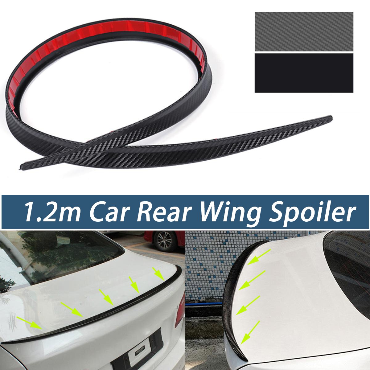 Universele Dak Spoiler 1.2M Auto-Styling Zwart/Carbon Fiber Achtervleugel Lip Spoilers Staart Spoiler Diy Refit spoiler