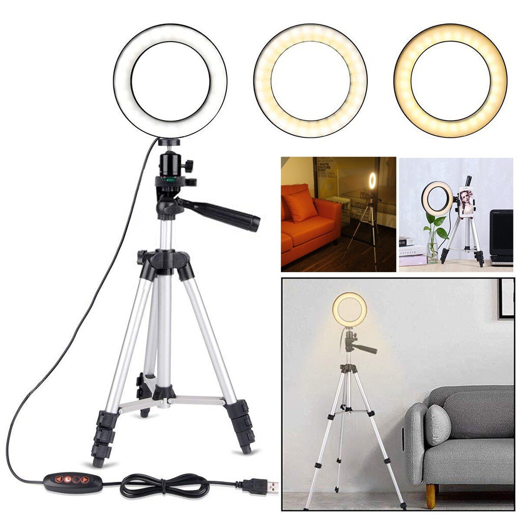 5.7Inch Led Smd Ring Licht Kit Met Stand Dimbare 5500K Voor Camera Make Telefoon Flash Lens Schoonheid Vullen licht Lamp Voor Foto