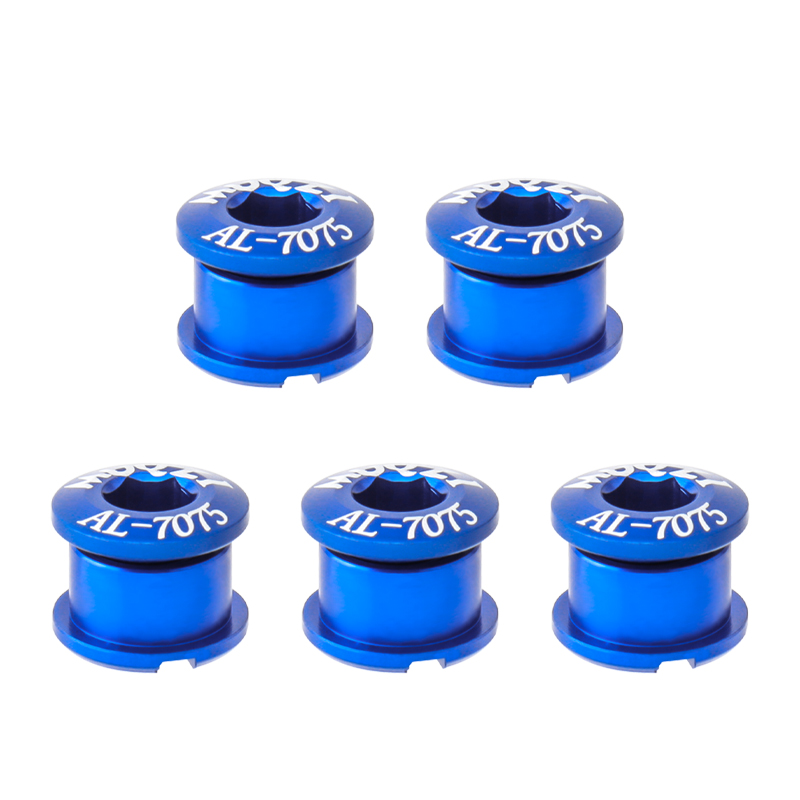 Tornillos para bielas de bicicleta, Tuercas para bielas de aleación de aluminio, superligeras, doble disco, 5 uds.: Single Blue