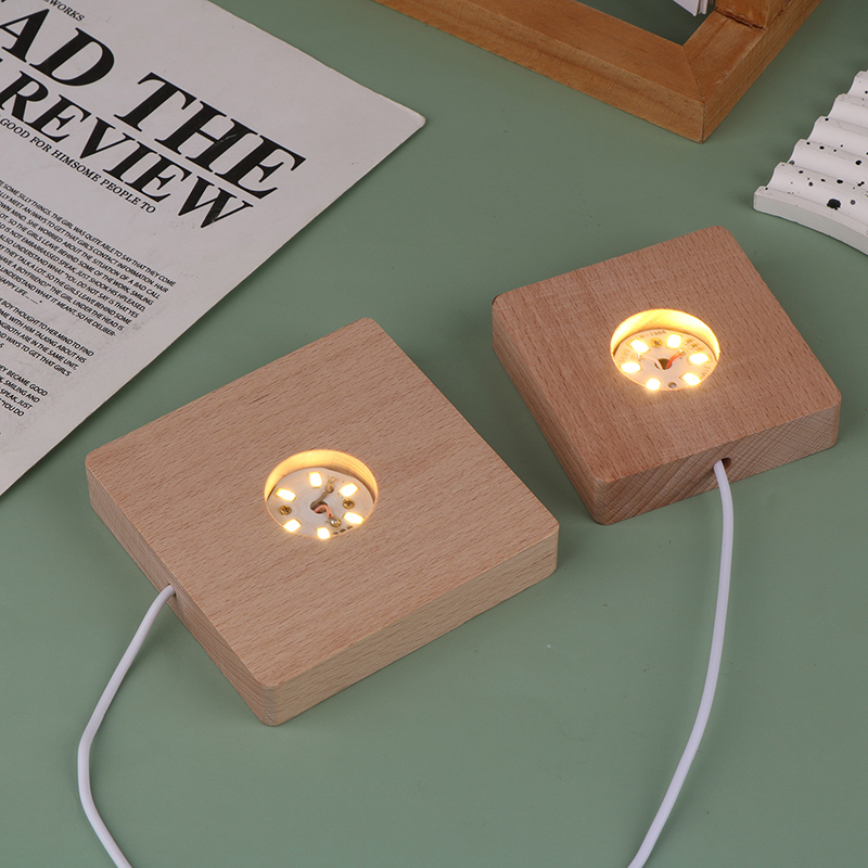5/6/7/8/9/10cm led-lampe i heltre, firkantet nattlys, usb-lampeholder, gjør-det-selv-lysholder, skrivebordspynt, dekorativ lampefot