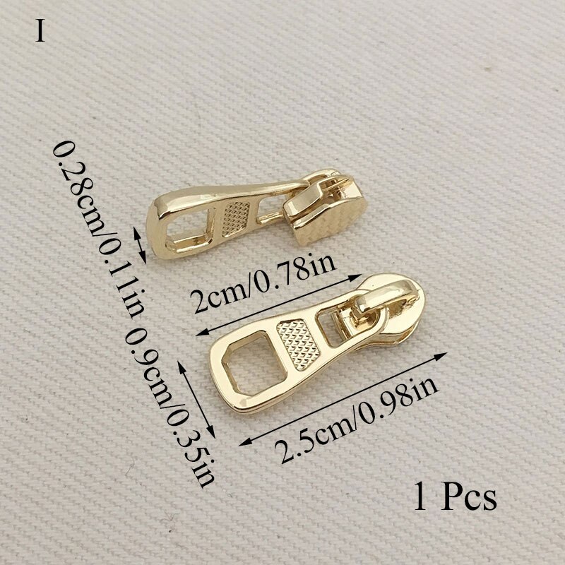 1Pcs 3# Gold Plated Fix Zip Puller/Zipper Pull Sliders Zip Head Zipper Repair Instant Removable For DIY Sewing Craft: Gold I