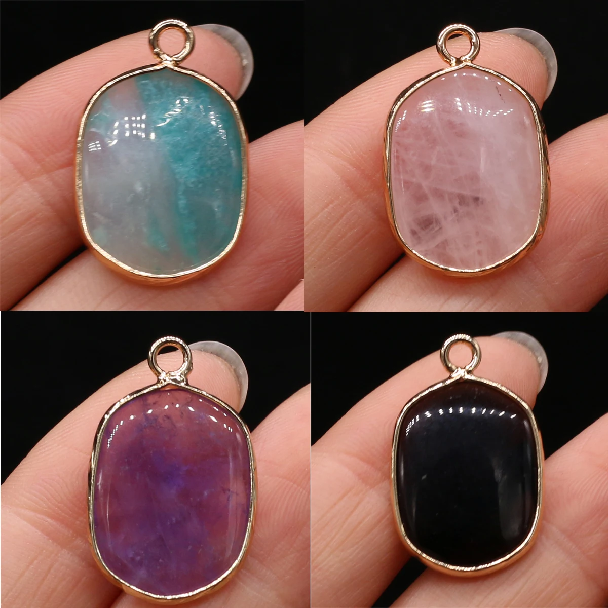 Natuurlijke halfedelstenen zwarte onyx ovale boetiek hanger maken DIY mode charme ketting sieraden cadeau
