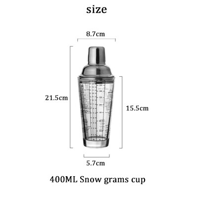 400ml flask mix master glas transparent skala cocktail shaker 304 av rostfritt stål bar och glas shaker bar verktyg: Default Title