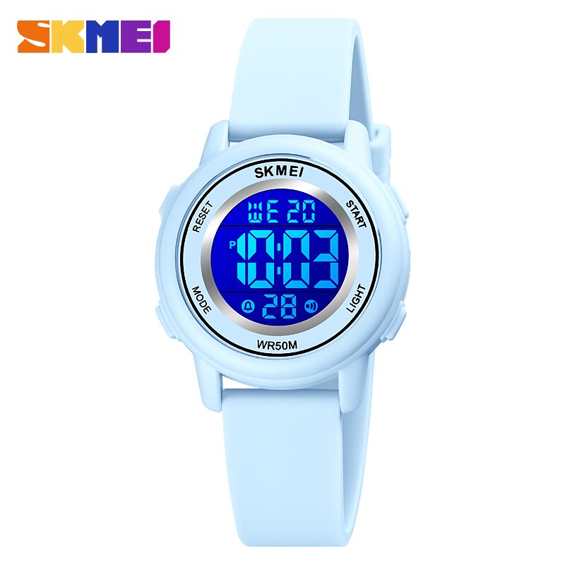 SKMEI LED Licht Digitale Kinder Sport Uhren Stoppuhr Kalender Uhr 5Bar Wasserdichte Kinder Armbanduhr Für Jungen Mädchen: Licht Lila