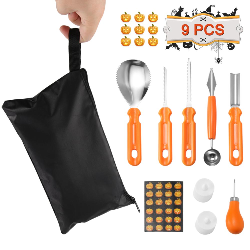 Recién 5/14 Uds de Kit de herramientas para tallar fácilmente tallar esculpir herramientas para Halloween suministros de Halloween calabaza de herramientas de tallado: 9pcs
