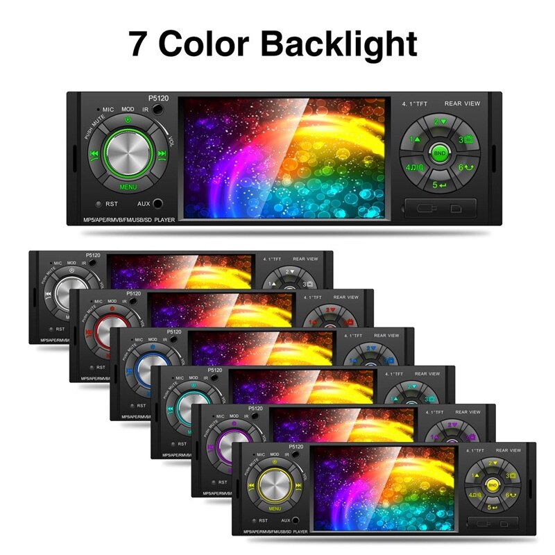 4.1Inch HD Single DIN Bluetooth Car Stereo Audio Radio FM Receiver 1080P Video Player MP3/USB/SD/TF/AUX/FM