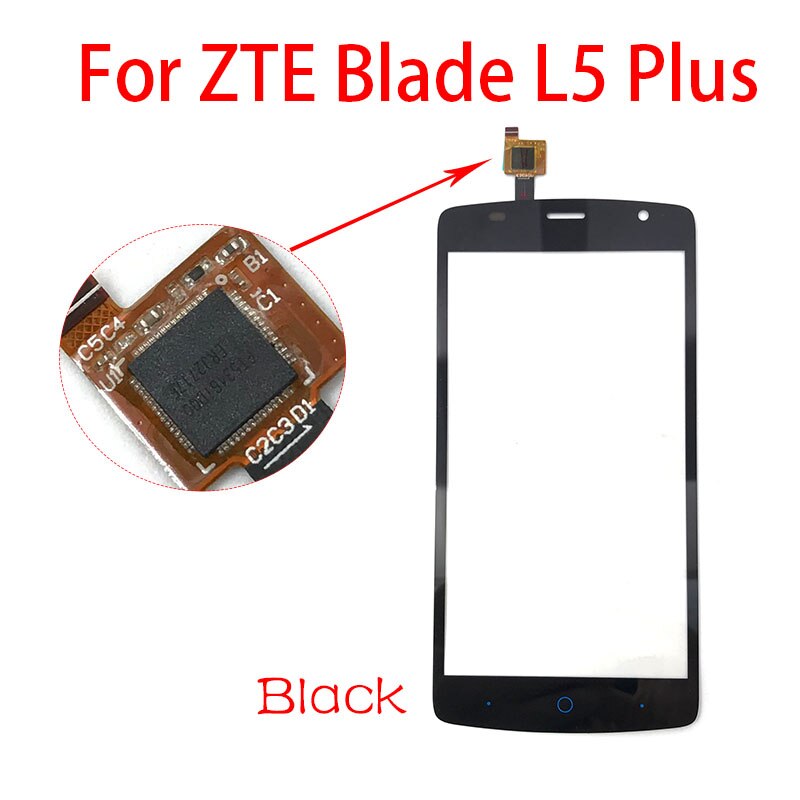 Panel de lente de vidrio exterior con Sensor de Digitalizador de pantalla táctil para ZTE Blade L2 L3 L4 L5 Plus: L5 Plus Black