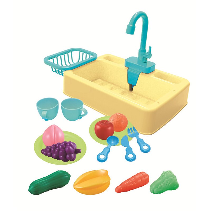 Juguete de cocina de simulación de plástico, pequeño lavamanos eléctrico para piscina, fregadero para infantil, juguete para jugar a las casitas: 02