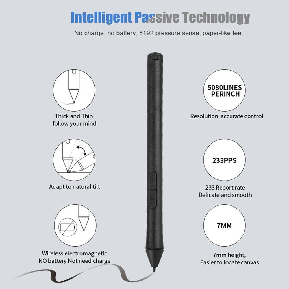 6 Inch Ultralight Graphic Tablet 8192 Levels Battery-Free Pen for Windows/Android