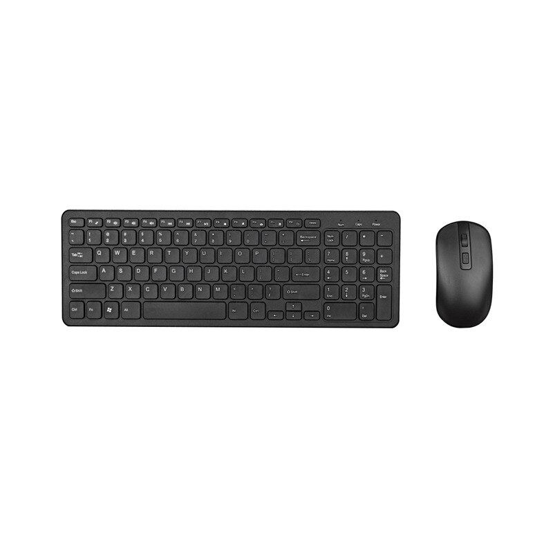 2.4G Optical Wireless Keyboard Mouse Kit Wireless Mouse Usb Receiver Combo For Pc Laptop Portable Ultra Thin Office Suit: Black