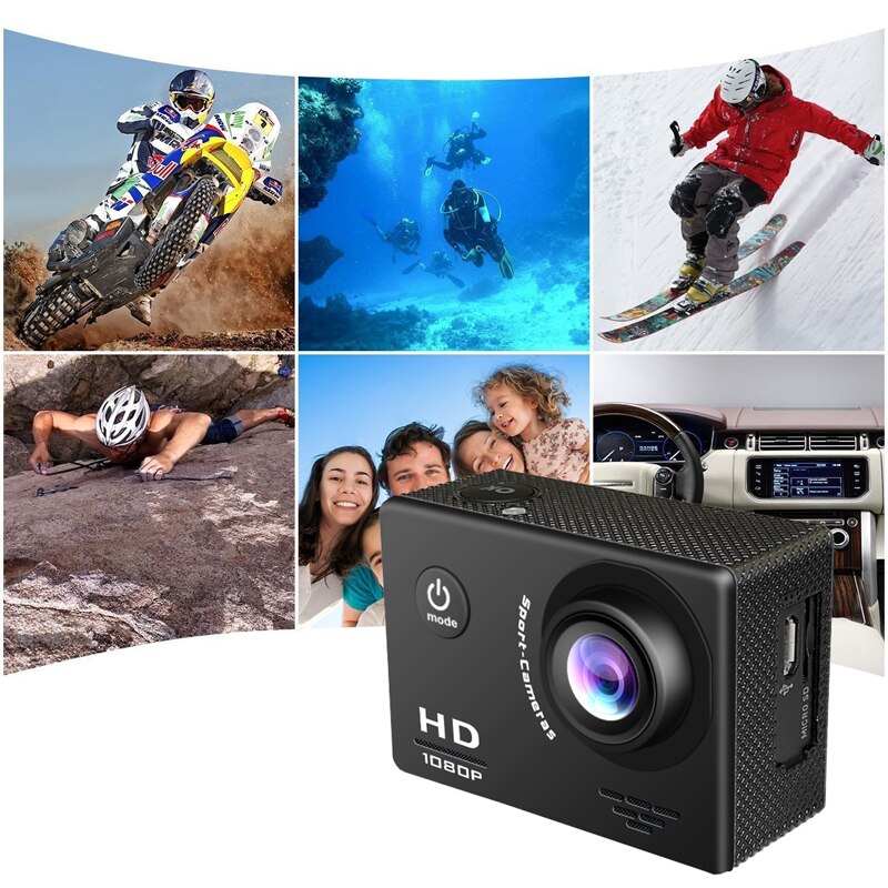 Full HD 1080P Action Camera 2.0'' LCD 12MP 1080P Sport Camera 170D Underwater Go Waterproof Pro Sports Video Recording Camera DV