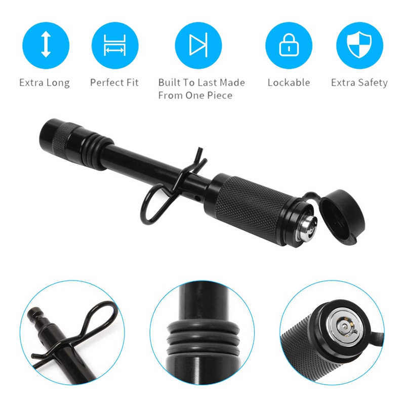 5/8 inch Extra Long Heavy Duty Trailer Hitch Locking Pin Set Receiver Hitch Lock with Anti-Rattle, Keys, Rubber Cap for Class II