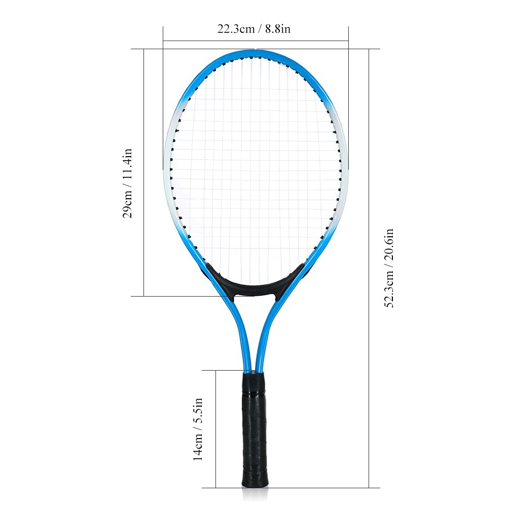 2 Stks Kids Tennisracket String Tennisrackets met 1 Tennisbal en Cover Tas Sport Fitness Blauw Tennisracket