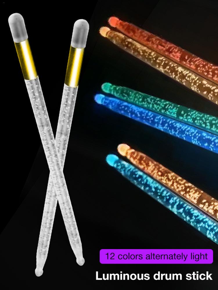 Baguettes de batterie lumineuses en acrylique, 5a, LED lumineuses pour la Performance sur scène
