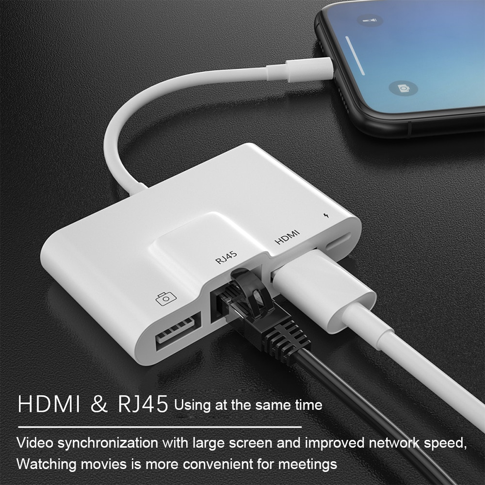 Usb Otg Adapter Voor Lightning Naar Usb Camera RJ45 Hdmi Adapter Met Poort Opladen Converter Voor Iphone Ipad Hdmi Ethernet adapter