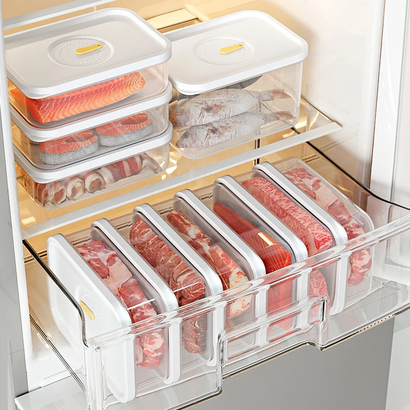 Clear 950ML Fridge Stores Crisper Fresh Food Fruit Container Plastic Microwavable Bento Box Refrigerator Organizer Freezer Box