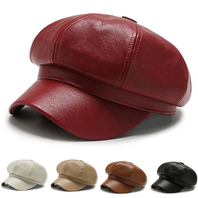 Gorro Newsboy De Pana Para Mujer - Vintage, 8 Paneles, Botón Decorativo, Talla 56-58 Cm