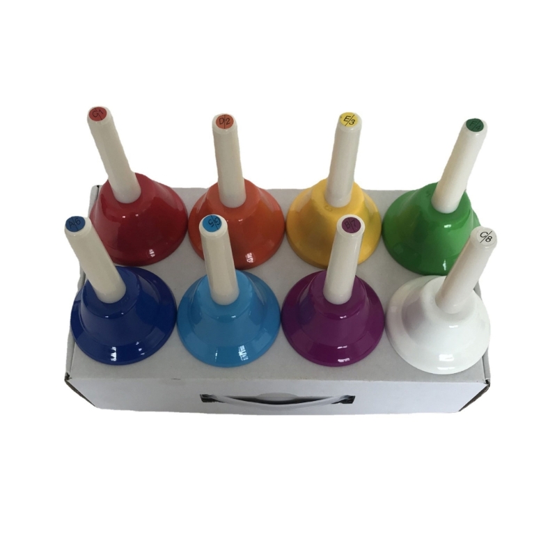 8-Noten-Handglocken-einstellen, bunte Handglocken, Musikglocken, Schlaginstrument