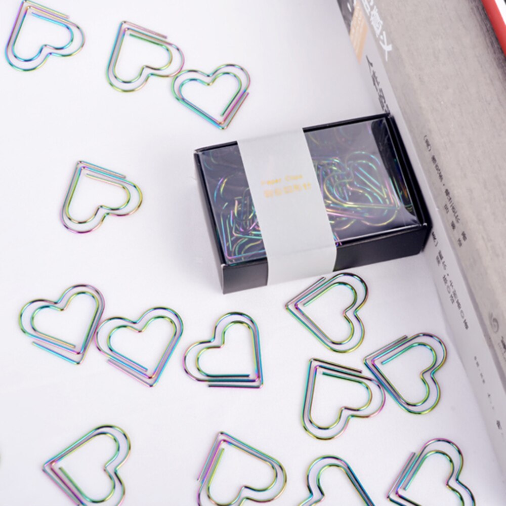 Juego de 12 Clips de papel en forma de Corazón Arco Iris, marcapáginas, herramientas de planificador, Scrapbooking, Clip de notas, carpeta de Metal, Paperclip