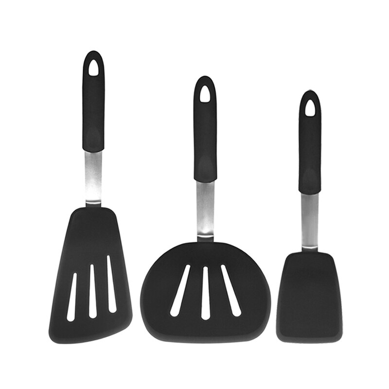 2 Pcs Silicone Turners Spatula Set Pancake Flippers Non Stick Rubber Kitchen Utensil for Cooking Fish Steak Eggs
