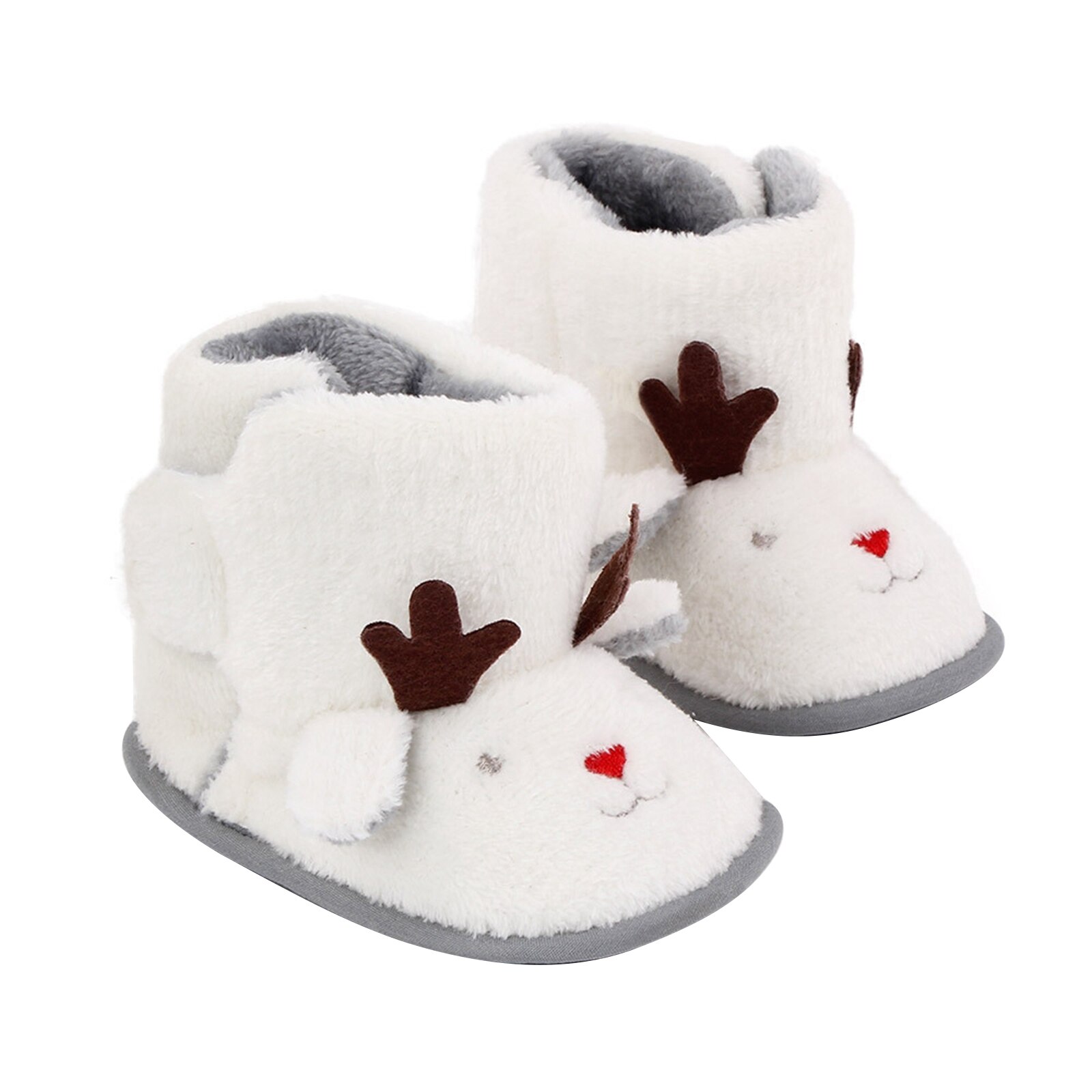 Christmas Baby Cartoon Animal Booties Soft Sole Plush Fleece Slippers Toddler First Walkers with Non-Slip Bottom
