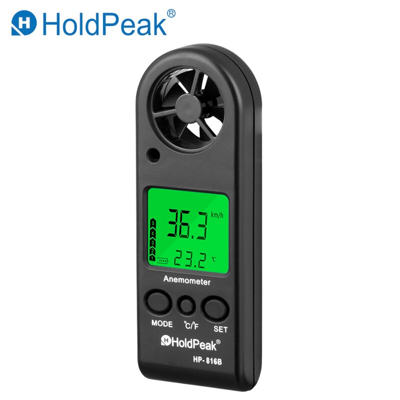 Holdpeak HP-816B Mini Anemometer Met Windsnelheid Range 0.3 -30 M/s En Wind Temperatuur Meting