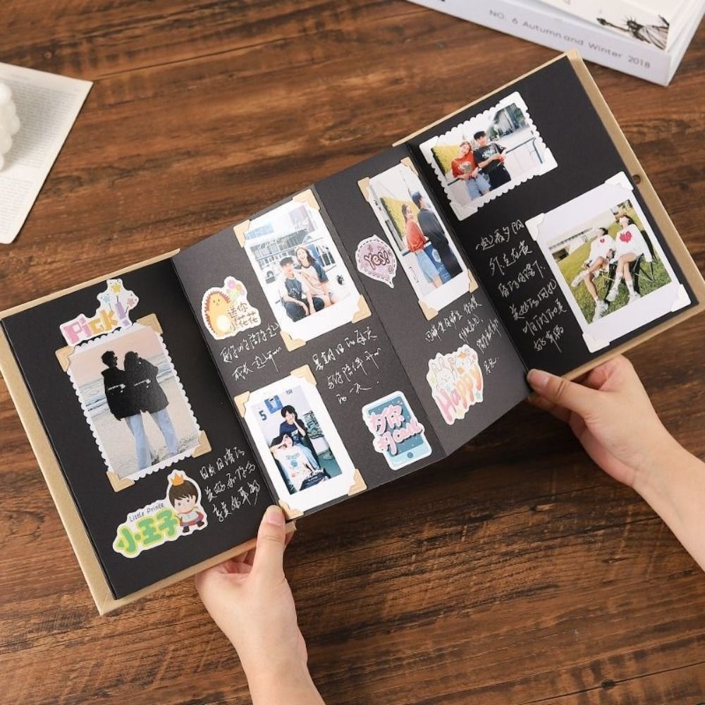 INS-álbum de fotos de acordeón plegable, de papel Kraft, sesión fotográfica sorpresa, libro de fotos, manualidades, Graffiti, bricolaje, sorpresa para amigos: Azul