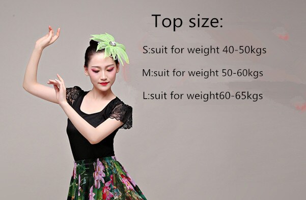 Flamenco Ballroom Dance Skirts Women's Standard Skirt Performance Dance Dress Belly Dance Skirt Flamenco Dress: Top / L