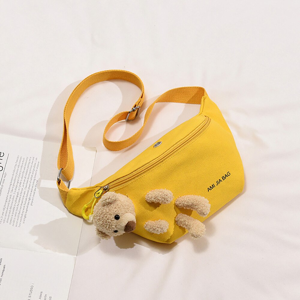 Candy Color Cute Belt Bag For Women Bear Doll Female Fanny Pack Travel Outdoor Banana Bag Girl&#39;s Lady&#39;s Bum Bag: Yellow