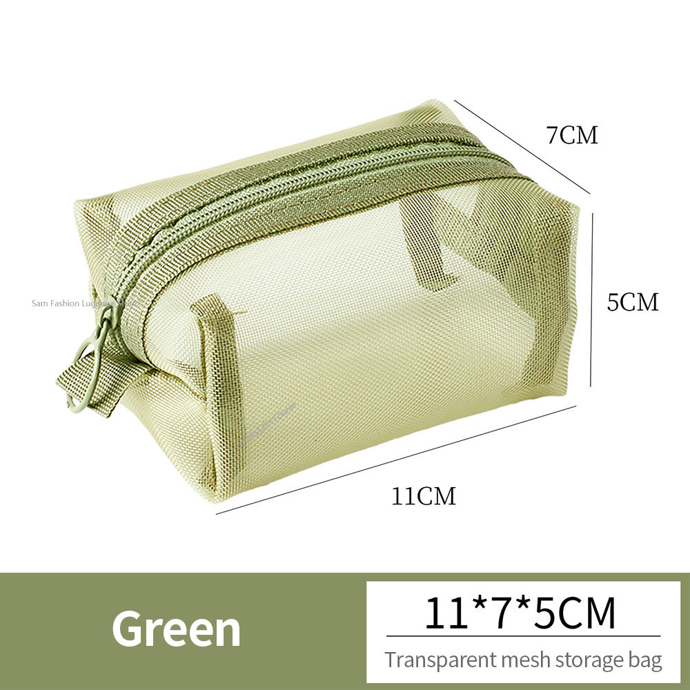 Multipurpose Breathable Square Mesh Storage Pouch Lightweight Mini Wash Bag Mini Zipper Coin Purse Large Capacity Coin Purse: light green