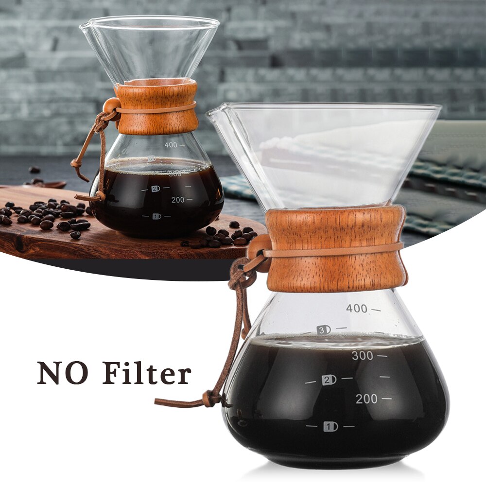 400ml Resistant Glass Coffee Maker Coffee Pot Espresso Coffe Machine With Stainless Steel Filter Pot Kitchen Bar Tools: no filter