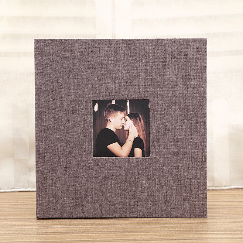 Diy linnen fotoalbum plakfolie handgemaakt plakboek zelfklevend trouwalbum geheugenfoto-opslag minnaar s 20 pagina's: Donkergrijs