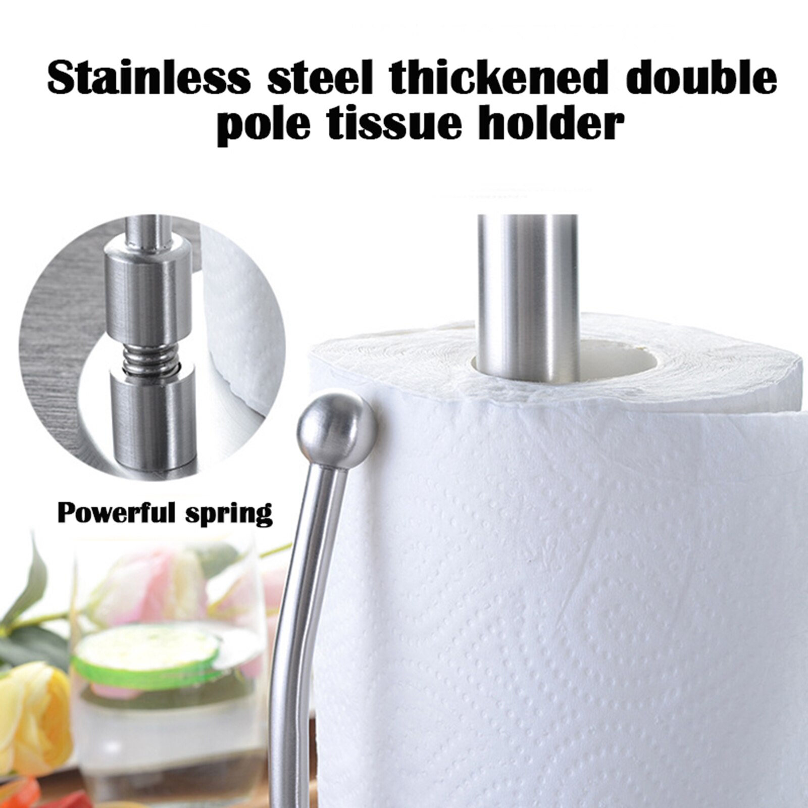 Paper towel rack stainless steel vertical paper towel storage rack desktop plastic wrap bag rack kitchen bathroom hardware