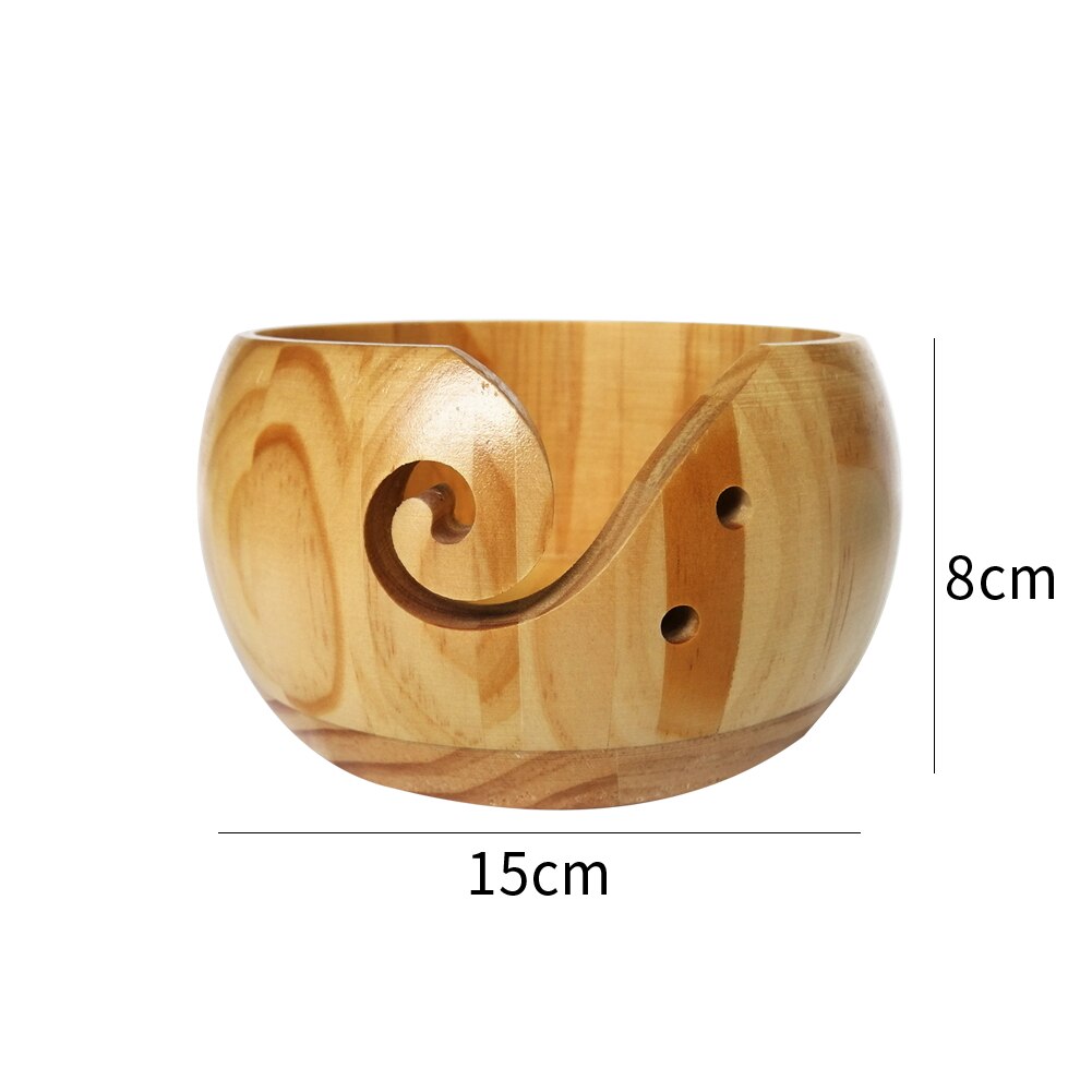 Wool Crocheted Organizer Bowls Handmade Knitting Round Wooden Handmade Needlework Eco-friendly Holes DIY Storage Craft