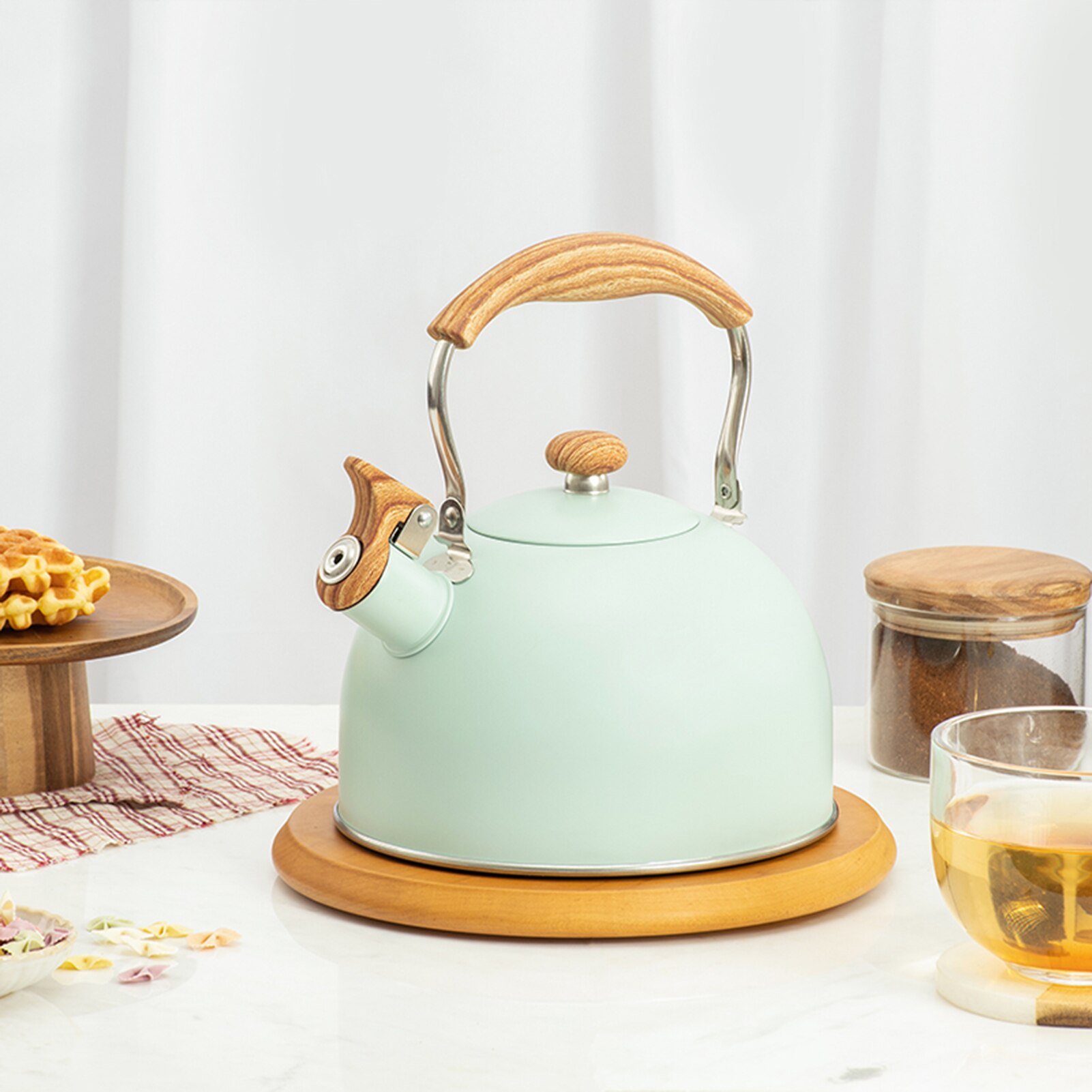 2.5L Stainless Steel Whistling Tea Kettle Food Grade Teapot For Make Tea Boil Water Compatible Gas Stoves Induction Cooker