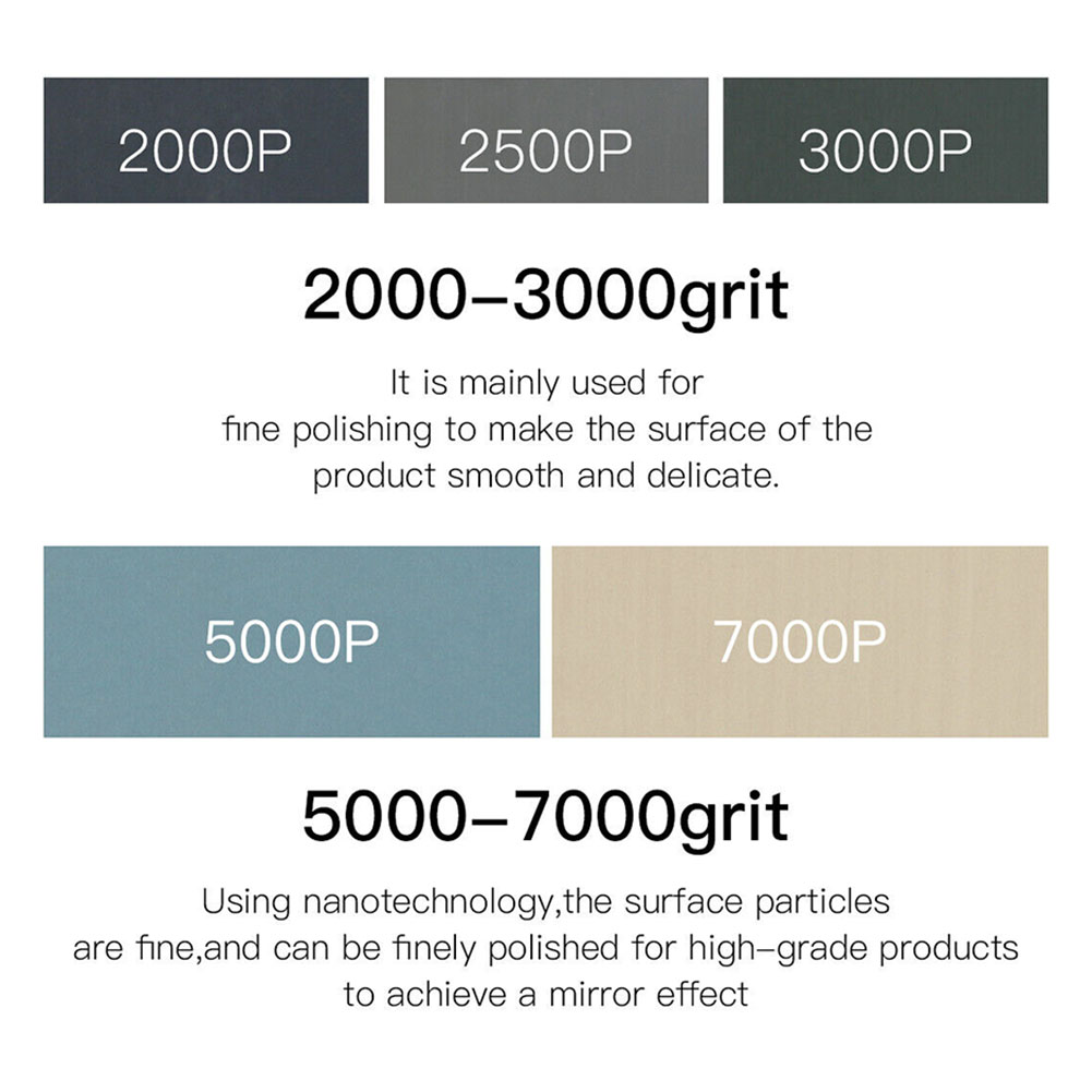 5 stk. vått og tørt sandpapir 2000 2500 3000 5000 7000 slipepapir med blandet kornstørrelse for metallpolering 93 x 230mm